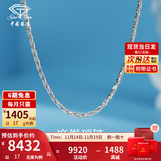 Chinese jewelry platinum necklace for men and women pt950 platinum hemp rope chain clavicle chain gift hemp rope necklace about 17g