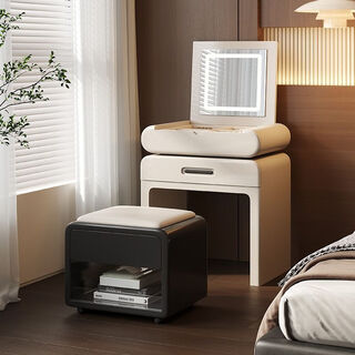 Xiaomi famous craftsman modern simple small flip dresser bedside table integrated light luxury bedroom solid wood dressing table storage storage cabinet dressing table with black storage makeup stool