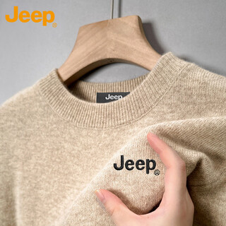 Jeep (jeep) sweater men's winter thickened warm inner layering shirt men's round neck knitted clothes men's camel 3xl