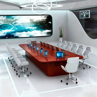 Maisen intelligent paperless large conference table lifting table includes 6 21.5-inch lifts and 6 chairs ms-11