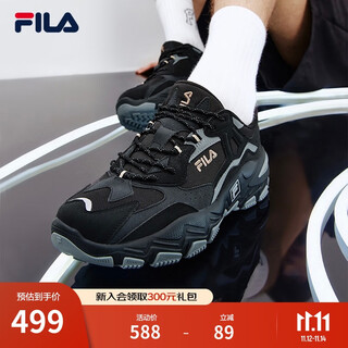 FILA 斐乐官方老爹鞋男女情侣鞋减震跑步鞋运动鞋掠夺者 2 【男款】黑/中灰-BM 42