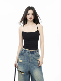 Iiiamx navy blue camisole with breast pads for women 2025 summer beautiful back underwear with hot girl tops black s recommended 85-100jin jin is equal to 0.5 kg