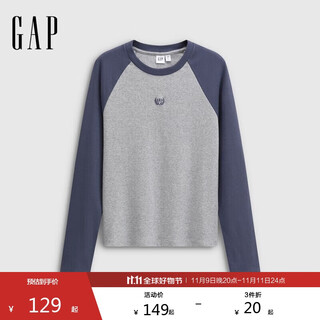 Gap women's 2025 autumn new style embroidered logo contrast color raglan sleeve slim knitted long sleeve top 792702