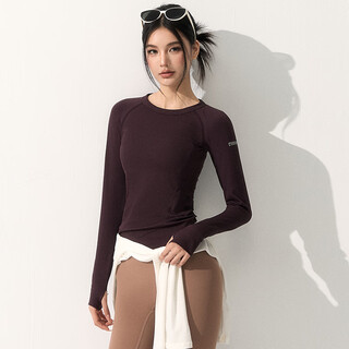 Lululmcctn yoga short-sleeved t-shirt women's sports running slimming pilates professional training breathable fitness top ebony purple m