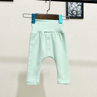 小红书爆款新生儿婴儿裤子长裤男女宝宝哈伦大PP裤高腰护肚裤0230 浅绿色护肚裤春秋款 cm 100