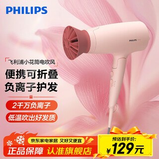Philips hair dryer for home use, high power, constant temperature and quick drying, professional grade hair dryer for hair salons, negative ions + 2100w + 6 gears | bhd356/35 powder