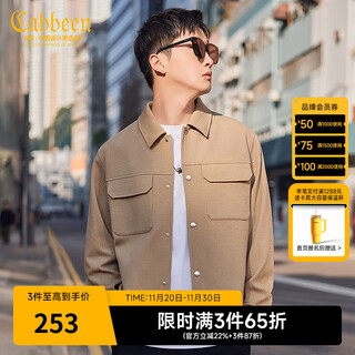 Cabbeen workwear texture jacket men's 2024 spring new loose casual street black trendy brand jacket khaki 35 l /175/50