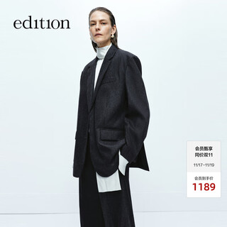 Edition blazer women's high-end gray suit woolen coat women's gentleman's suit dark floral gray s