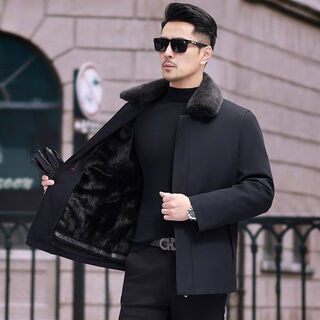 Sheang 2025 winter new mink fur liner pie overcome men's short fur one-piece mink fur coat black + whole mink liner high quality pay attention to store priority shipping m m recommended weight 100-115 jin jin is equal to 0.5 kg