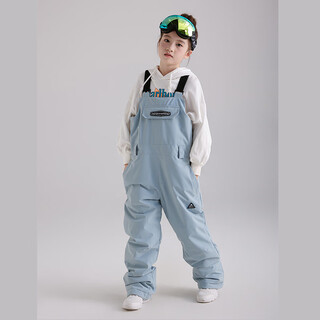 Hanoufei 2025 new children's ski pants bibs, boys and girls ski wear, big children's outdoor snowboard sports pants, light blue m 160 (suitable for height 160-165c)