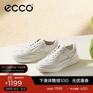 Ecco flat shoes for women, ni ni's same style cowhide sneakers, lace-up casual sports shoes, street 272803, white/off-white 27280356946 39
