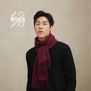 Ordos 1980 anti-static autumn and winter pure cashmere basic solid color water pattern men's cashmere scarf 1980 red 180cmx30cm