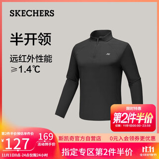 Skechers 2025 autumn men's long-sleeved t-shirt sweatshirt bottoming shirt sportswear casual stretch top p425m143
