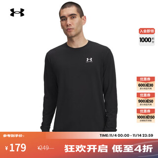 Underarmour ua autumn and winter icon men's loose sports and casual long-sleeved t-shirt 6005114 black 001 l