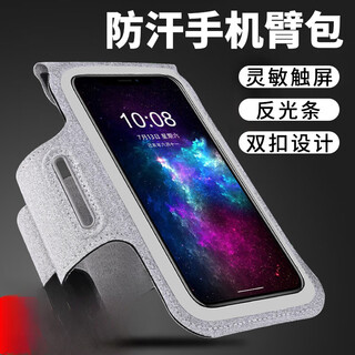 Tlxt running arm bag with touch screen running mobile phone carrying artifact running equipment wrist bag mobile phone case sports mobile phone bag gray touch screen/reflective strip/headphone hole