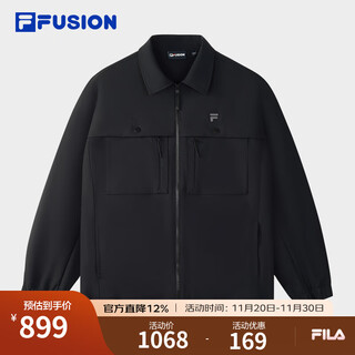 Fila fusion fila trendy brand woven jacket men's 2025 winter new fashion casual loose lapel jacket black-bk l 175/96a/l
