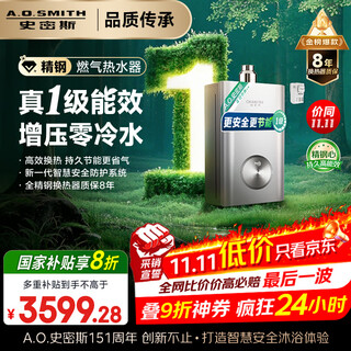 Smith (a.o.smith) garnet stainless steel tj3 first-class energy efficiency 16 liters of stainless steel zero cold water gas water heater 20% national subsidy jslq28-tj3 all stainless steel periphery 8 years