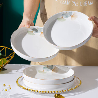 Huaiyi porcelain huaiyi ginkgo leaf popular dinner plate ceramic tableware high-looking large rice plate home plate wedding gift ginkgo time 8.5-inch nest plate 4