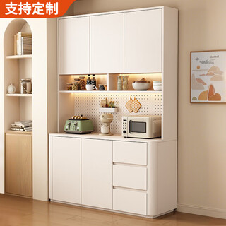 Yuanting solid wood sideboard integrated living room wall-mounted multi-functional tea cabinet living room feeding table cupboard kitchen storage cabinet 120cm cream white