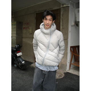 Shelley jones radial diagonal zipper deconstructed hooded cotton jacket men's winter new windproof warm cotton jacket design trendy jacket light gray cotton jacket xl recommended 120-140jin jin is equal to 0.5 kg