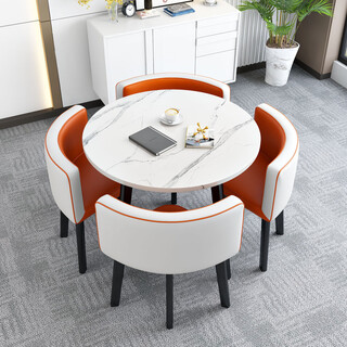Zhong zhanggui simple reception table and chair combination store reception table and chair negotiation table and chair set orange 80 white stone root round orange white peel