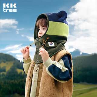 Kocotree new year's gift kk tree children's hat and scarf one-piece thickened windproof plush neck protection hood for boys and girls