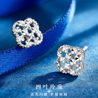 Wanfulong genuine pt950 platinum earrings for ear piercing, platinum sparkling light luxury high-end earrings for girlfriend and wife, pt950 platinum, one item, one certificate (free silicone ear plugs) 1.46g