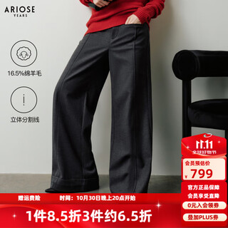 Enos eshi shopping mall same style 2025 winter new commuting high waist suit pants straight leg wide leg casual pants 41023004 smoke gray m