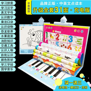 Audio flipchart, young children's intellectual development, early education opportunity, speaking storybook, learning point reading machine, children's toy, large size 15 pages 1080 reading rechargeable model