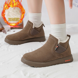 Warrior snow boots women's winter thickened warm cotton shoes soft sole plus velvet work shoes wbn(js)-0049 camel 37
