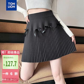 Tang lion (tonlion) guan xiaotong's same style 2025 autumn and winter women's sweet lady bow woolen skirt versatile skirt trendy