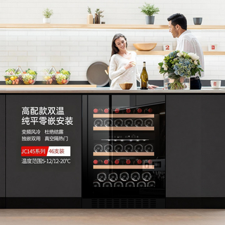 Dberlan 40-piece under-counter built-in red wine cabinet, constant temperature wine cabinet, beverage cabinet, tea refrigerator, built-in wall for home use, high-end vacuum door - no condensation, dual temperature, 46 bottles