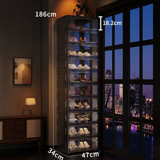 Yusenyi shoe cabinet storage cabinet integrated wall-mounted transparent shoe box home indoor good-looking multi-layer door door shoe rack full hard extra thick widened 1 column 10 layers - holds 20 pairs of large size shoes