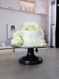 Yusenyi little second brother two monkeys aluminum alloy turntable cake decorating table hard coat scratch-resistant baking tools plastering turntable su7 obsidian black plastic base belt fixed