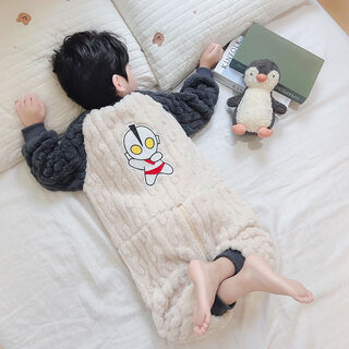 Baby coral velvet pajamas autumn and winter one-piece baby children's dinosaur clothes winter thickened girls' flannel sleeping bag gray 012 style 110