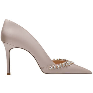 Wedding shoes for women 2024 new main wedding dress bride bridesmaid shoes pointed toe rhinestone strips not tiring feet satin high heels women's champagne color 8cm 33 33