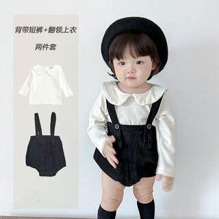 British next kiss baby autumn harem style suit baby girl long sleeve floral lace top overalls corduroy overalls shorts + small lapel top 66cm
