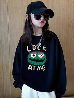 女童加绒卫衣一体绒秋冬季2025新款儿童春秋款女大童上衣韩版网红 黑色卫衣[ONE]春秋款不加绒 cm 130