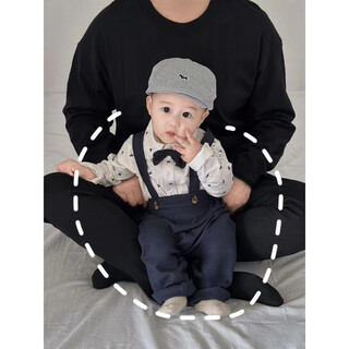 婴儿夏季衣服满月百日宴周岁礼服男宝宝抱婴袋裤绅士衬衫包屁衣套 长袖哈衣+长裤抱婴袋裤 59 cm