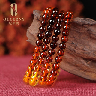 Ou ceni amber bracelet blood amber gold gradient rainbow chain single circle bracelet women's small 6-6.5mm comes with certificate