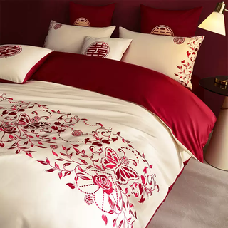 Yusenyi bedding fengzhi wedding four-piece set 100 full set 4 new wedding dowry high-end quilt cover sheet company allure 2-1.8 meter four-piece set (quilt cover suitable for 200x2