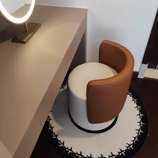 Fat donglai same style makeup chair bedroom light luxury makeup stool master bedroom dressing stool chair simple backrest dressing table stool microfiber leather orange and white (rotatable)