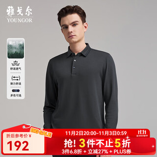 Youngor polo shirt men's autumn and winter young men's long-sleeved polo shirt feels delicate and soft gray vlpc539969dca l