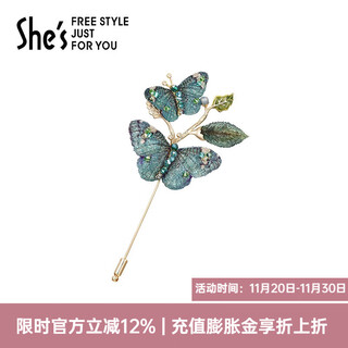 She s qianzi original colorful butterfly dream embroidered butterfly brooch high-end corsage national style pin silk scarf buckle birthday gift for women dark blue dark green c0