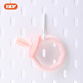 Ikv donut teether baby silicone teether can be boiled and chewed softly for babies 0-6-12 months pink + storage box