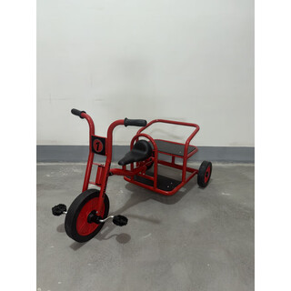 Xingma tong children's pedal tricycle double car kindergarten preschool education child stroller bicycle with bucket with people outdoor toy car sightseeing car (rubber wheel) red
