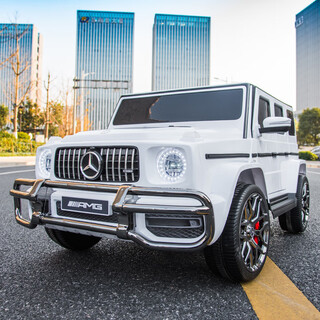 Cool sun mercedes-benz big g children's electric car four-wheel mobile charging toy car can sit two children with remote control car white four-wheel drive + plastic wheels + leather seats four-wheel drive