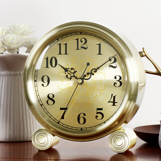 Hanshi (hense) metal table clock simple desktop clock ornament clock desktop pendulum clock living room bedroom quartz clock hd313 bronze color