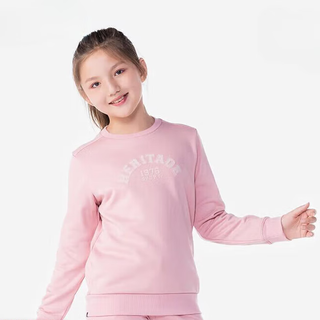 Decathlon children's sweatshirt spring and autumn velvet top for girls and boys warm long-sleeved loose children's clothing kidc peach pink 145cm one size