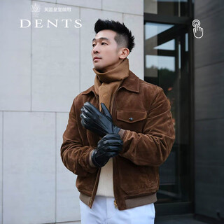 Dents beckham's same style light luxury touch screen gloves men's autumn and winter cashmere lining warm new year gift box 5-9201 black touch screen m